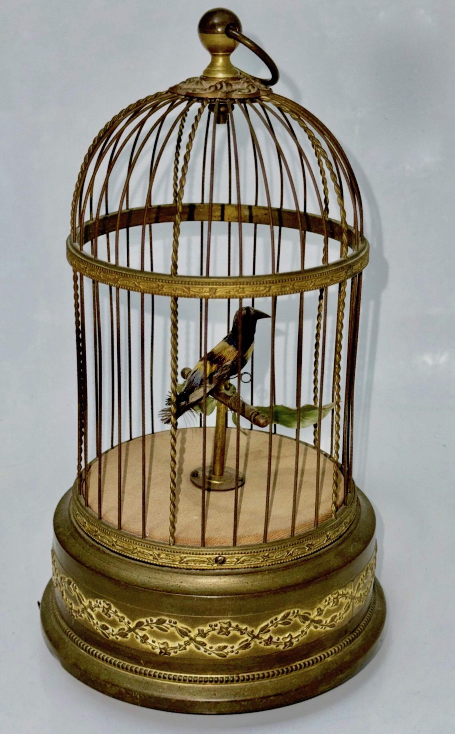 Automation Singing Bird Ingilded Brass Cage Music Box