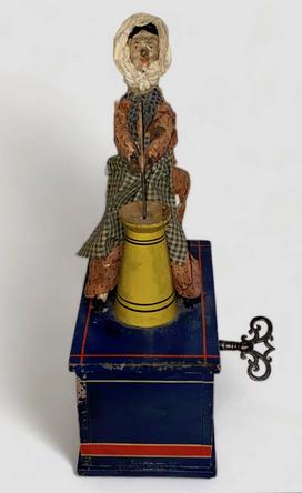 Antique Ives Clockwork Butter Churn Lady, 1874