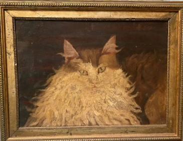 19th C. Persian Cat Painting, EJH, 1898