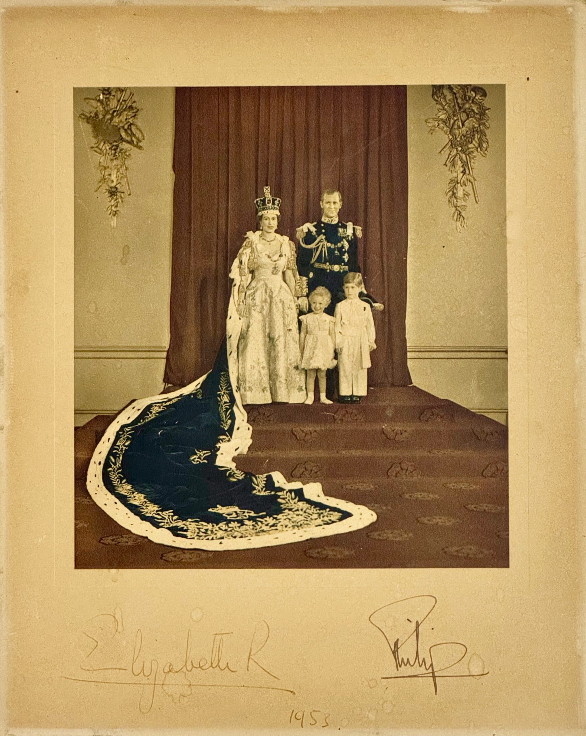 Queen Elizabeth & Prince Phillip Signed Holiday Card, 1953