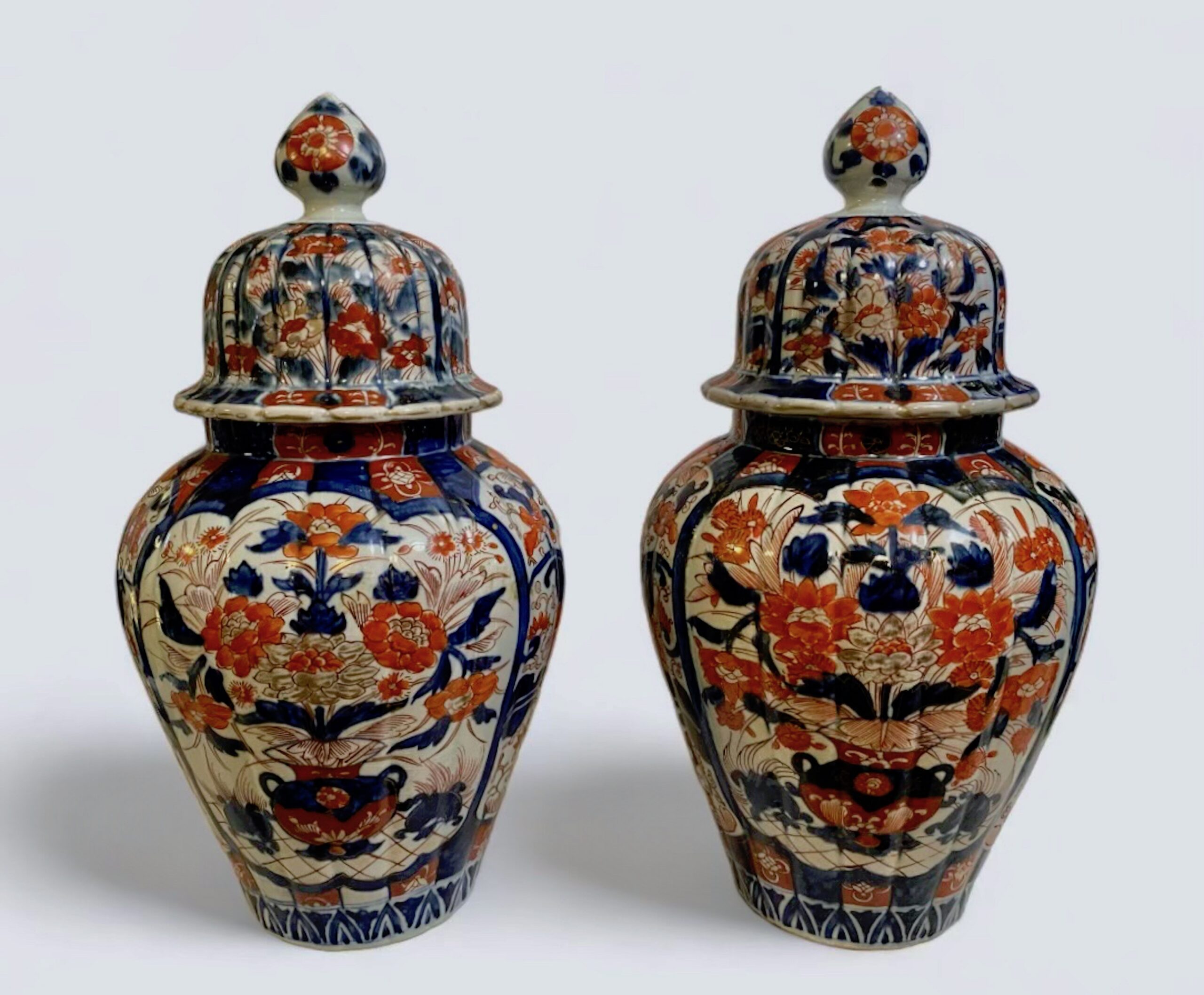 19th C. Japanese Imari Porcelain Jars W/ Lids