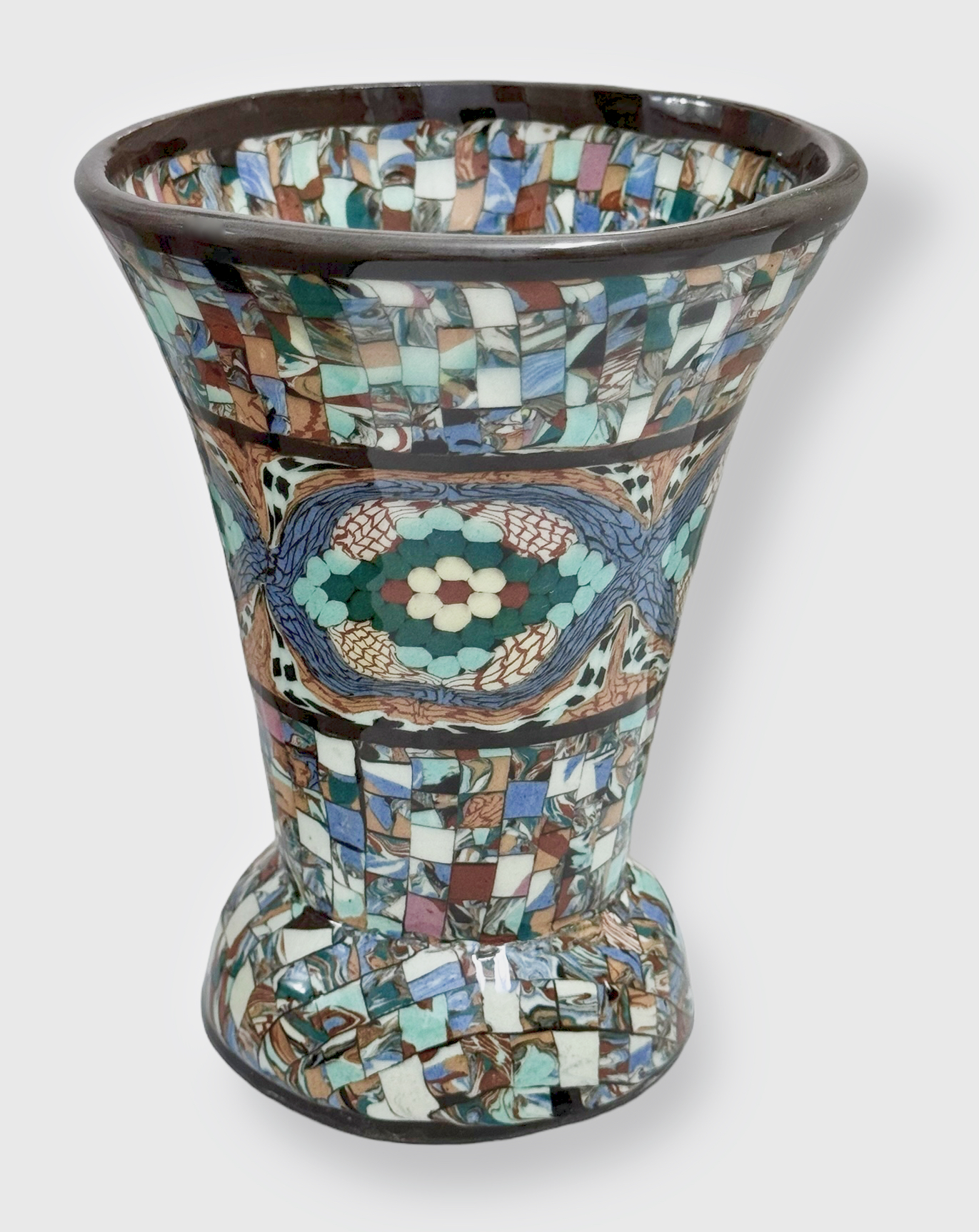 French Vallauris Micro Mosaic Vase, Jean Gerbino, 1950s