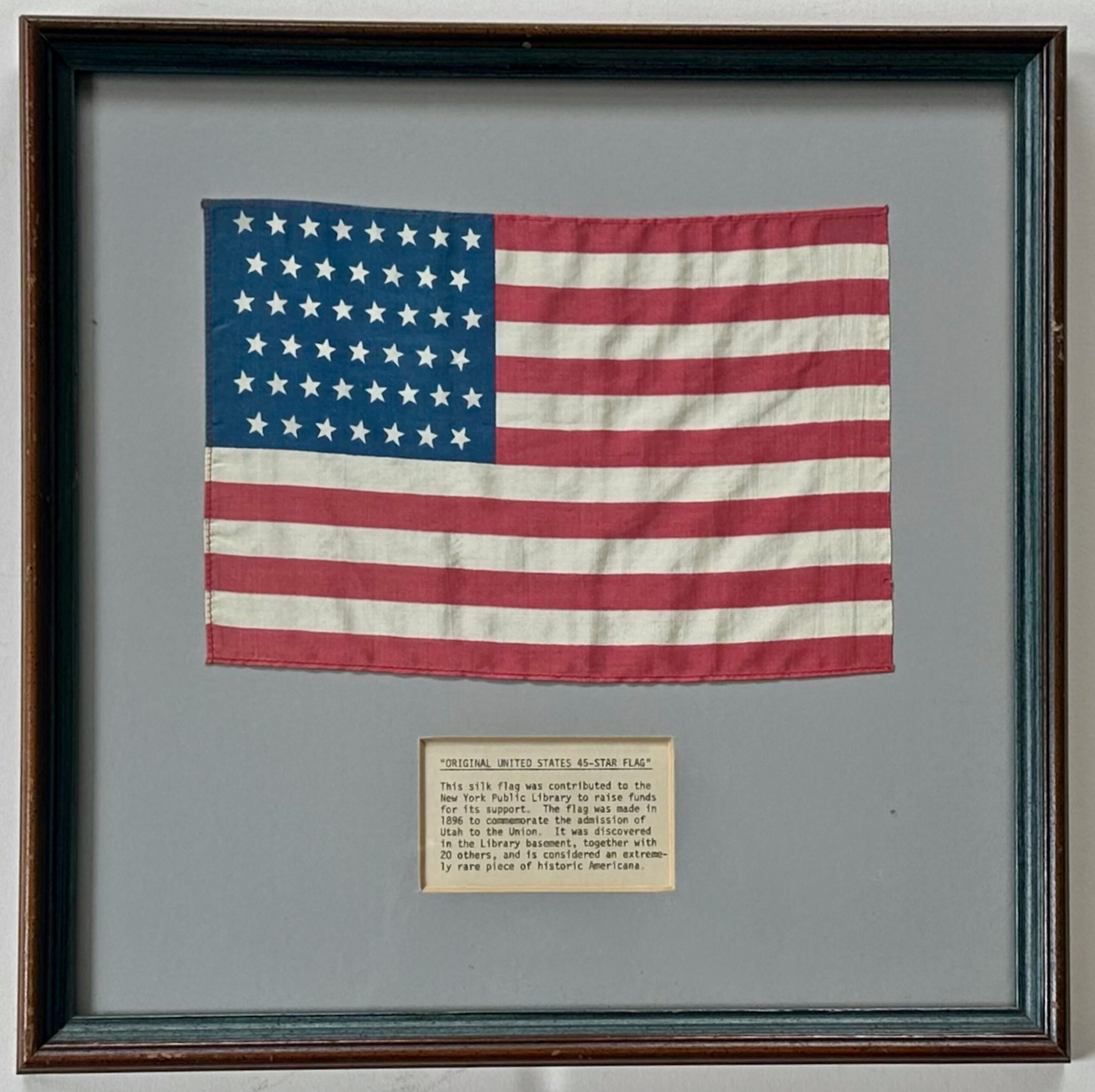 Original Framed United States 45-Star Flag, 1896