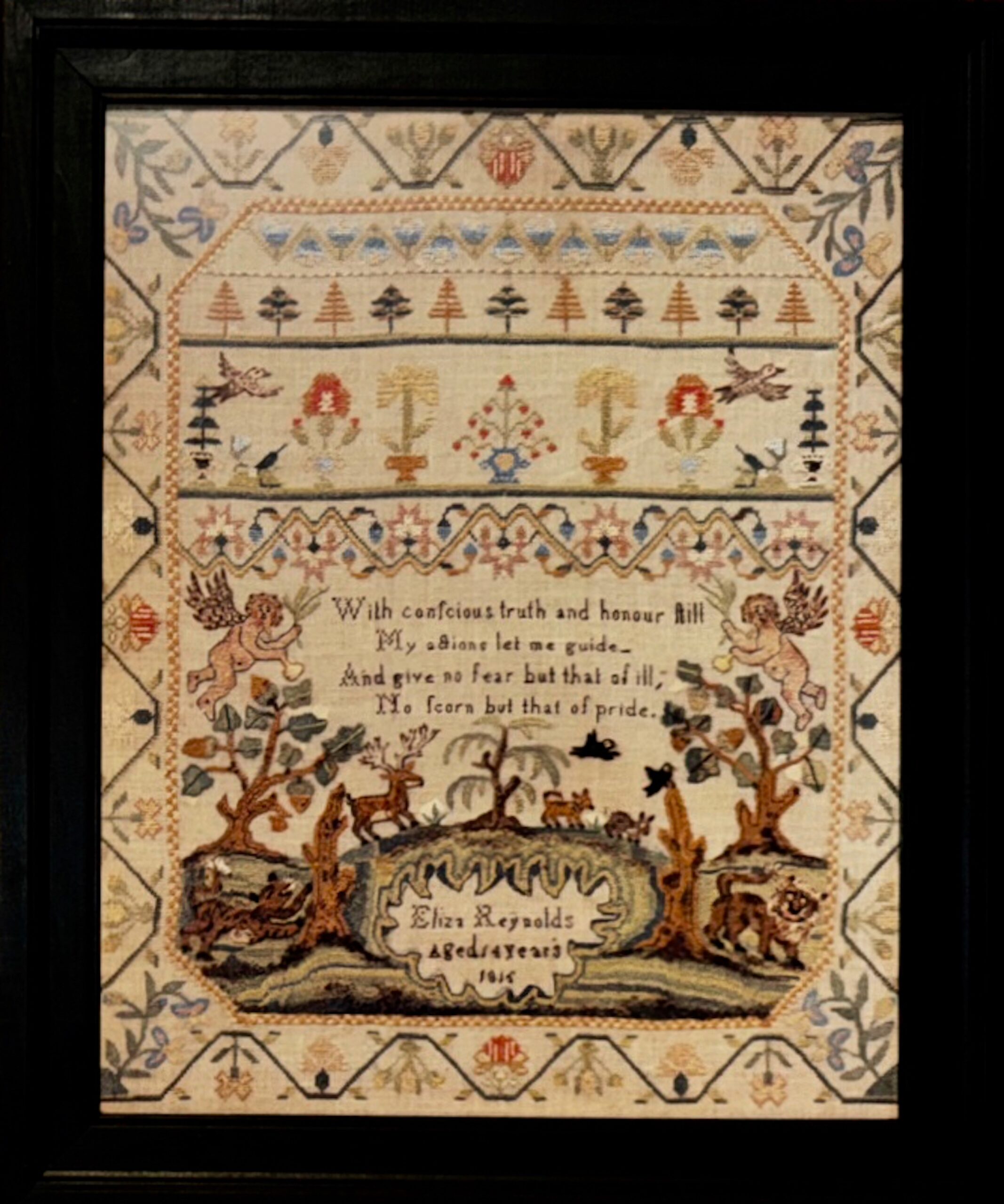 1815 Needlework Sampler By Schoolgirl Eliza Reynolds, 14 Yrs Old