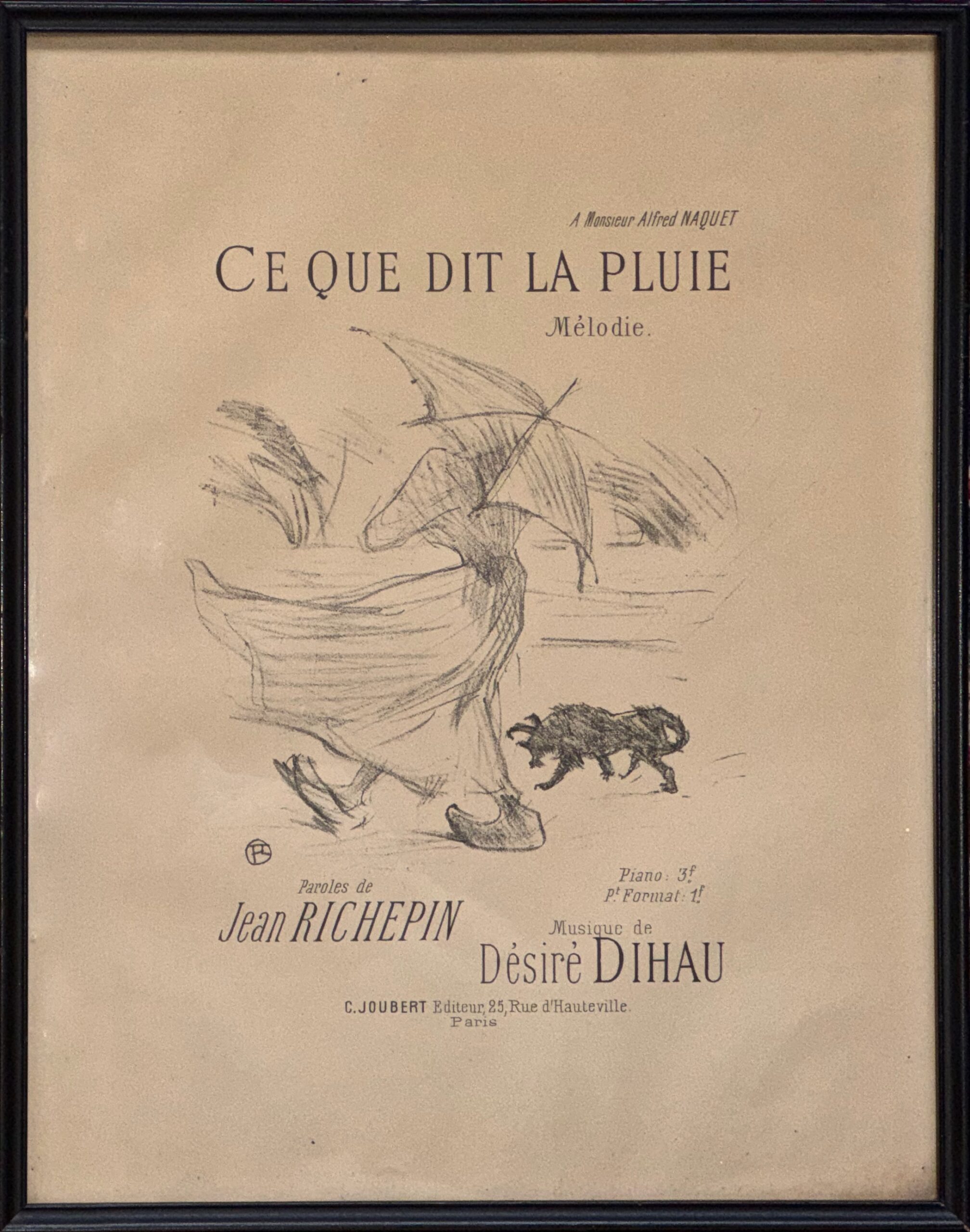 Henri de Toulouse Lautrec - Ce Que Dit La Pluie Song Sheet Cover