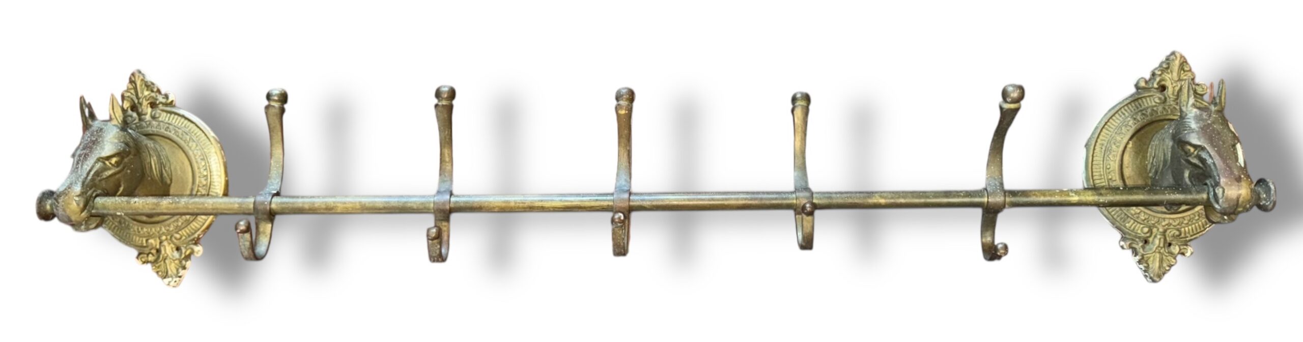 Mid-Century Brass Horse Head Equestrian Coat Rack