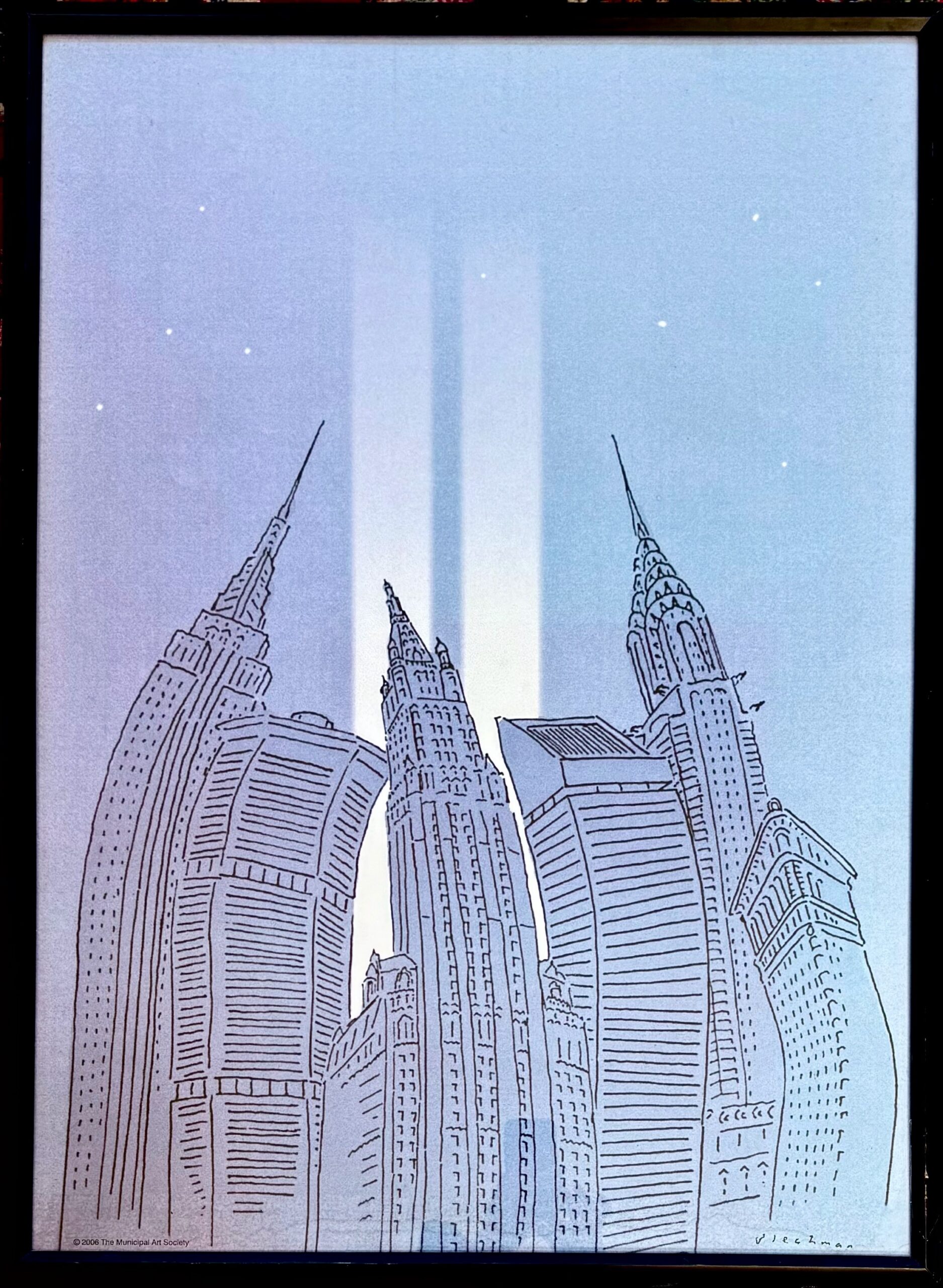 Twin Tower Illumination TRIBUTE IN LIGHT, R.O Blechman, 2006