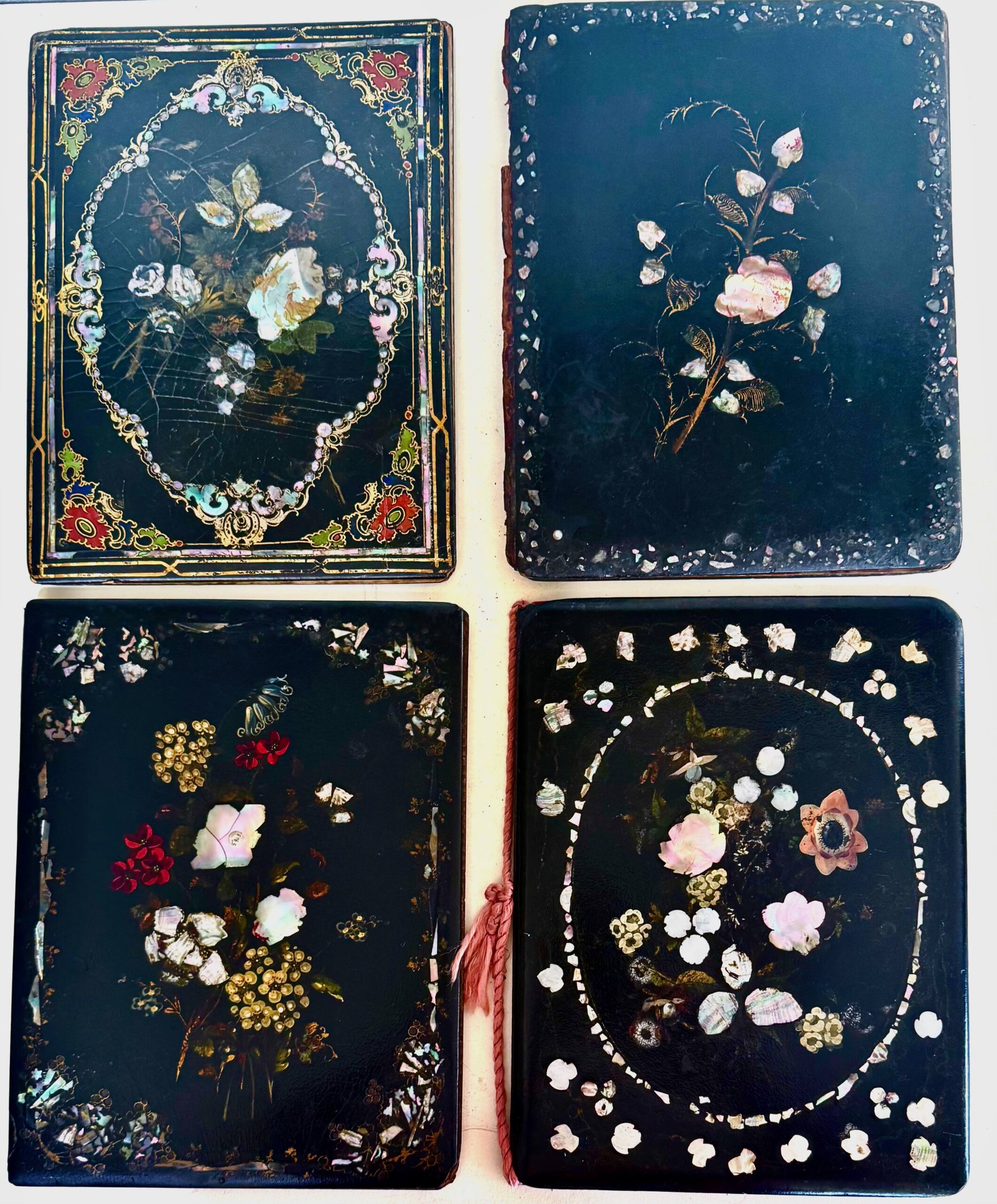 Victorian Papier Mache Desk Blotter Folios W/ Mother of Pearl Inlay (4)