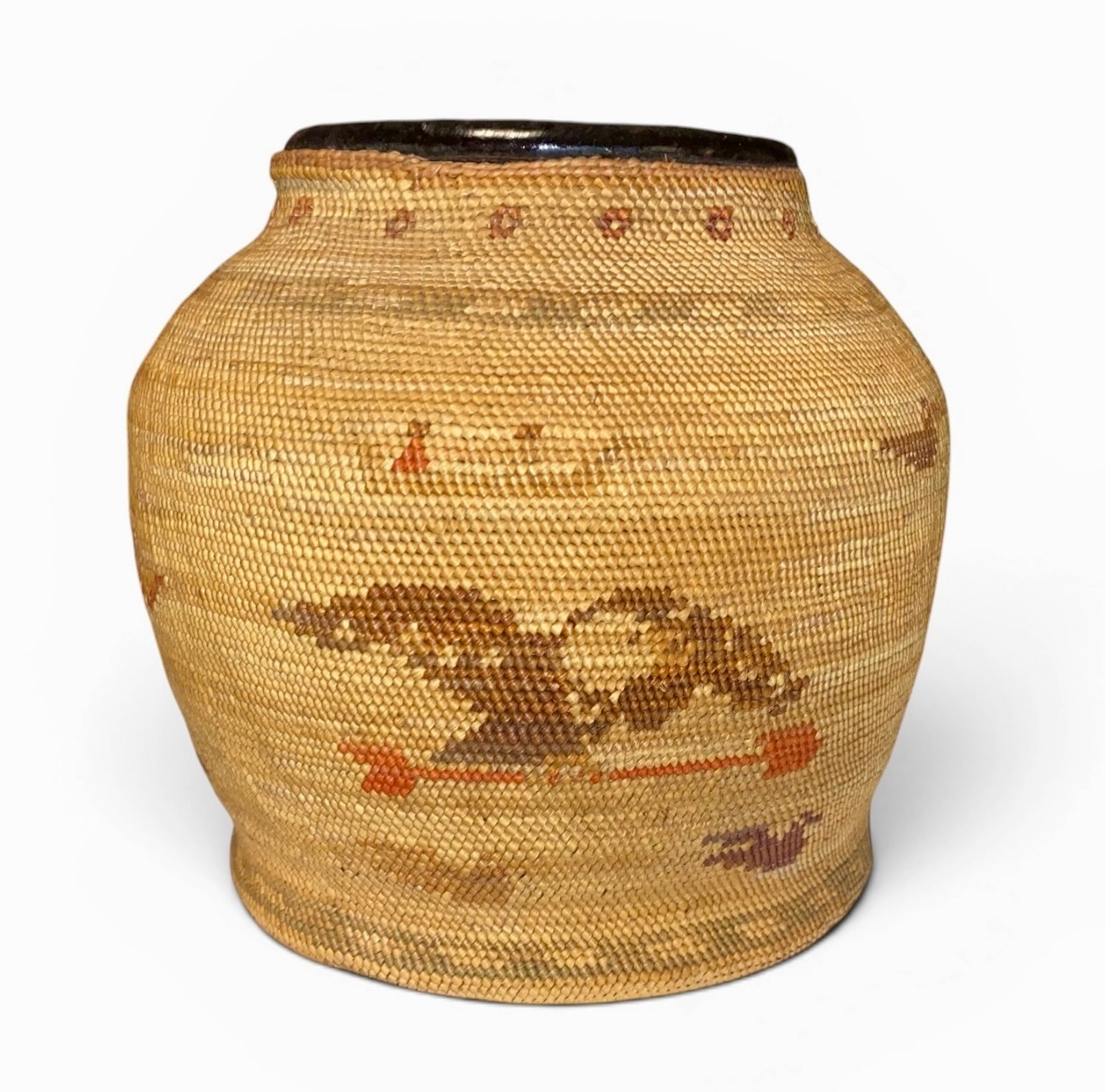 Native American Indian Pictorial Makah Nootka Basketry Pottery Jar