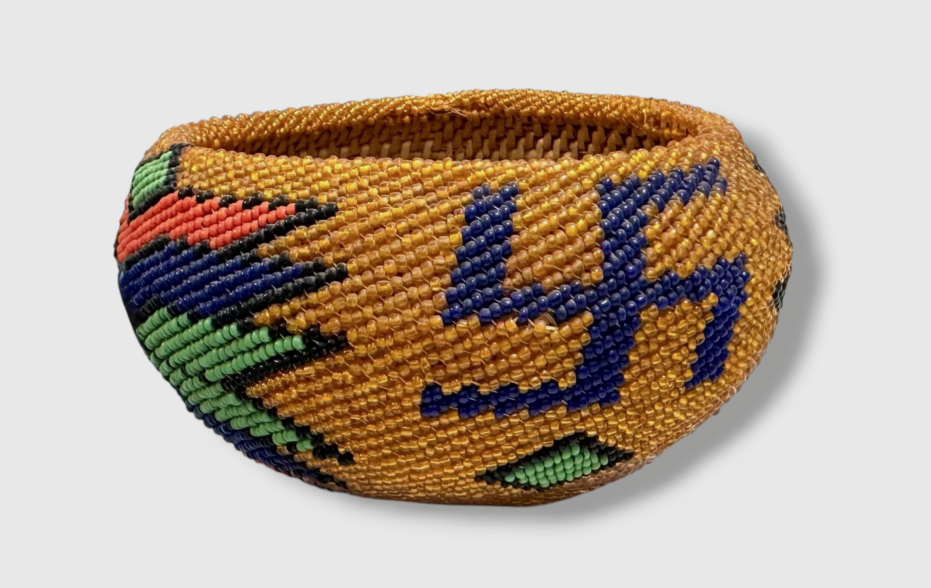 Native American Paiute Polychrome Beaded Basket