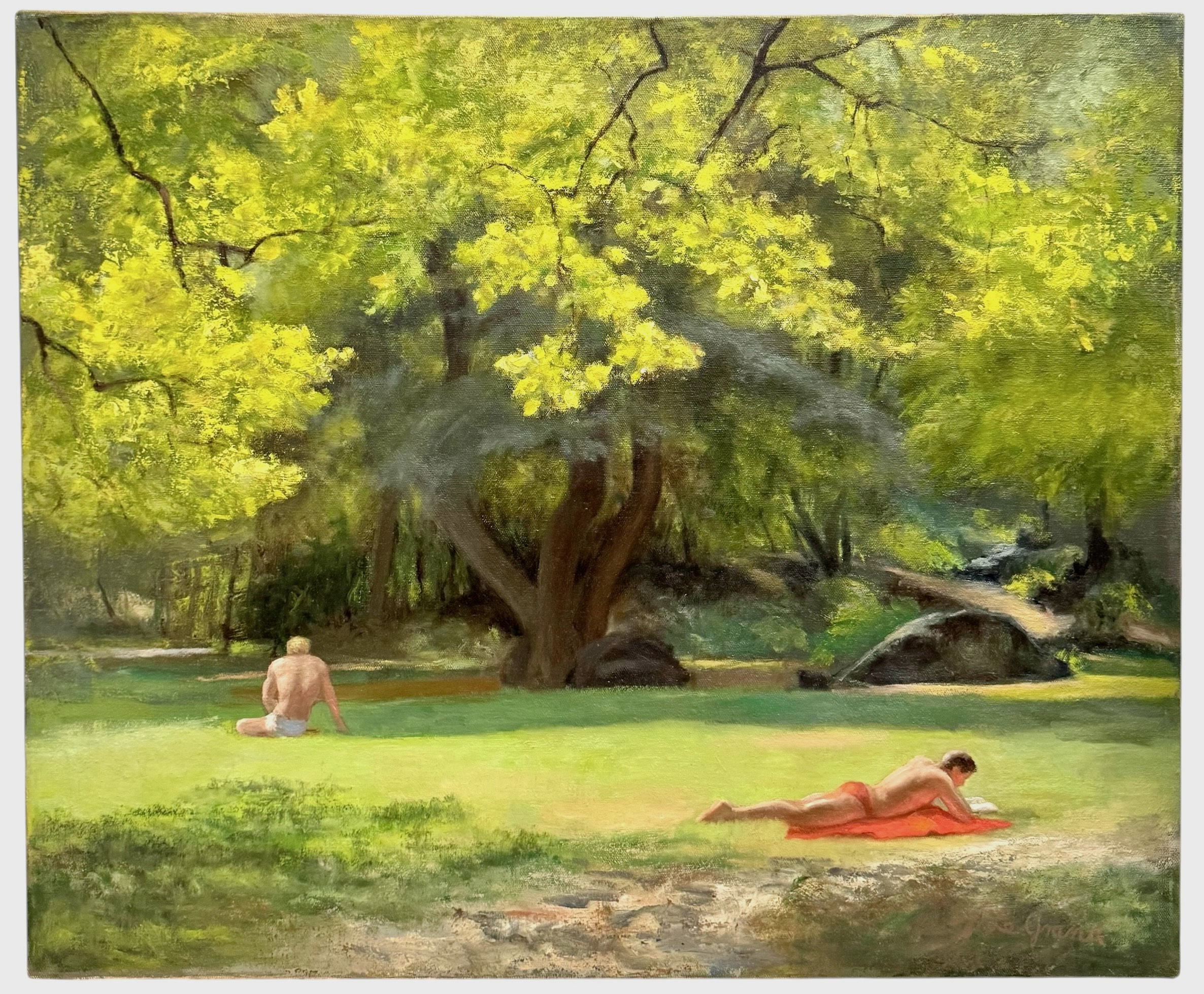 John LeGrand, Sun Bathing In Central Park, NYC